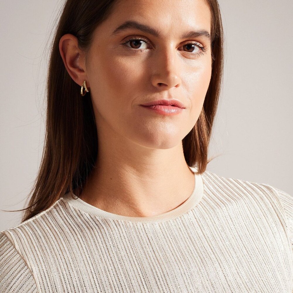 Ted Baker KATRINO Ribbed Metallic T-Shirt Size 3